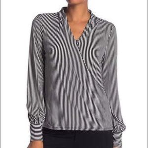 Adrianna Papell Striped Faux Wrap Blouse
